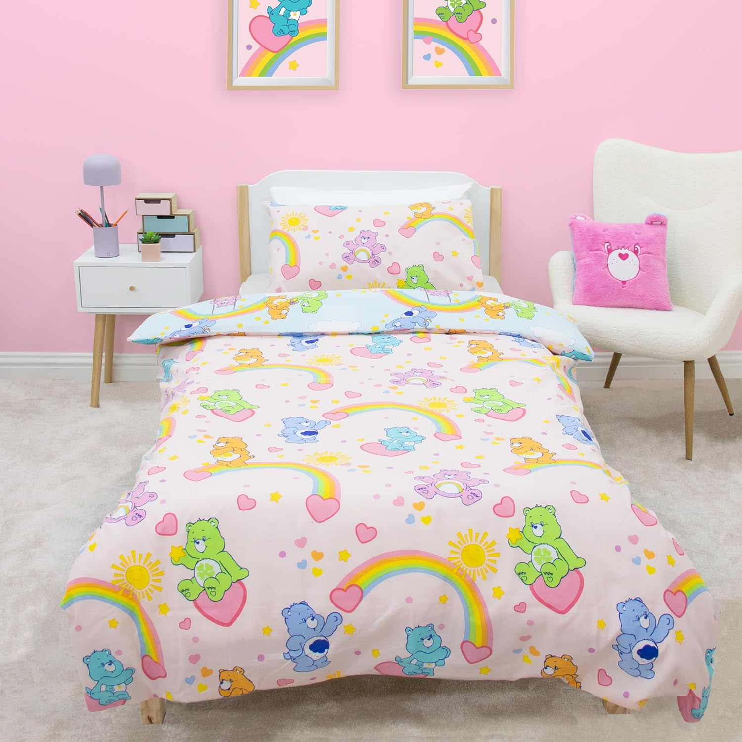 Care Bears Officially Licensed Sunshine Design Single Duvet Cover Set | Reversible 2 Sided Bedding Including Matching Pillow Case | Perfect for Kids Bedroom | Polycotton image number 5