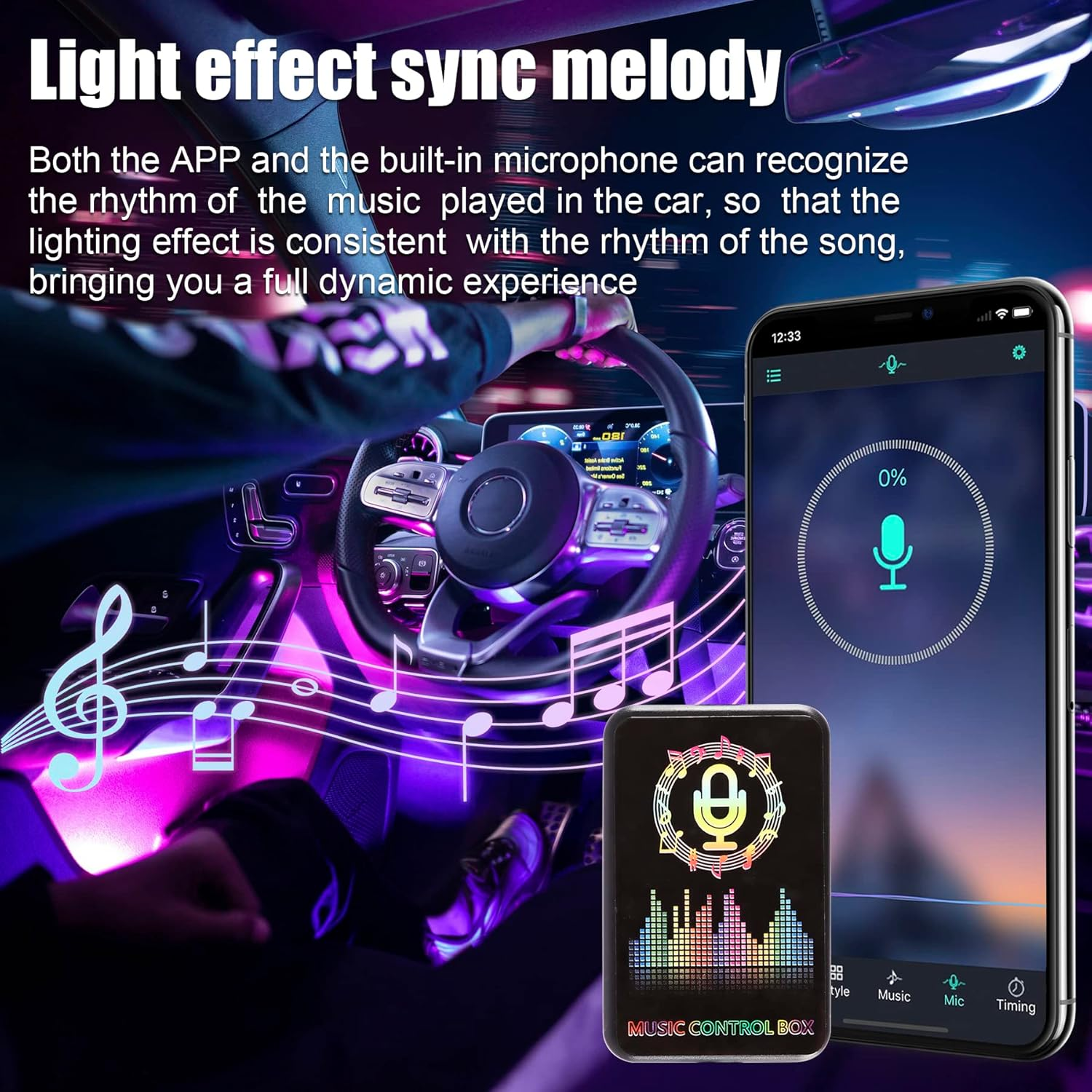 Livtee Smart RGB LED Interior Lights, 2 Lines Design with USB Port, App Control, Music Mode and DIY Mode, Car Accessories Gifts for Women Men