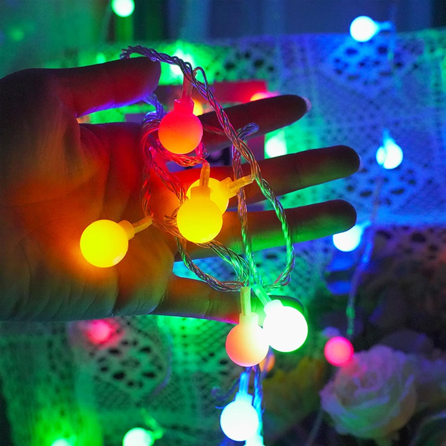 ENLACE LED Ball String Lights, 1.5M 10 LED String Lights, Battery Operated Multicolor for Outdoor, Indoor, Wedding, Party, Christmas, Garden, Balcony, Decoration image number 4