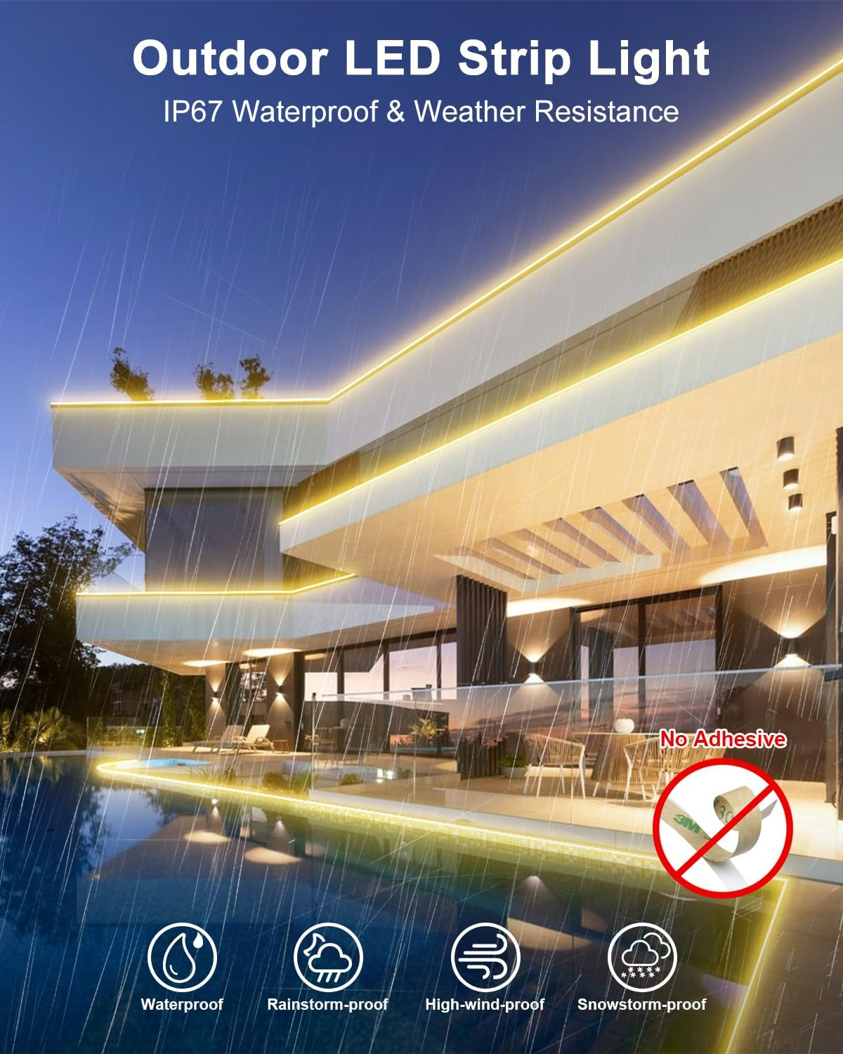 ALITOVE 32.8Ft Outdoor COB LED Lights Waterproof Dimmable Warm White Neon LED Strip Lights Kit Surper Bright 3200LED Continuous 10M Rope Light for Home Accent Lighting Christmas Holiday Decoration image number 7