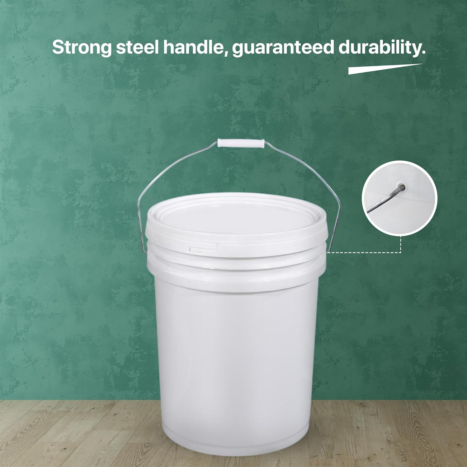 Empty Paint Buckets 5 Pack with Lids &ndash; 20L White Plastic PP Storage Containers with Secure Seal &ndash; Durable Heavy-Duty Buckets for Paint, Adhesives, Chemicals, Feed & Multi-Purpose Use image number 2