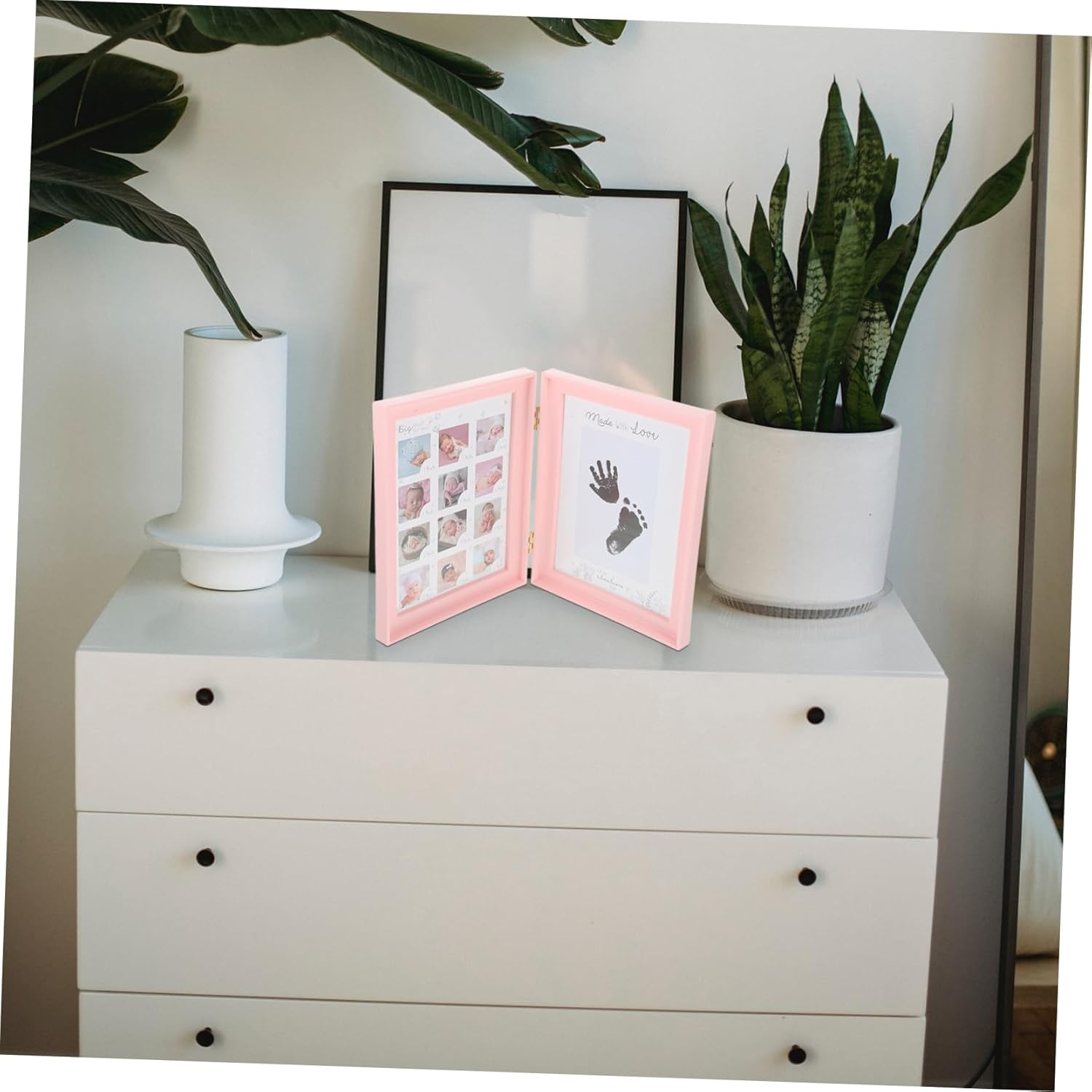 Newborn Growth Photo Frame Handprint and Footprint Kit Meaningful Keepsake for for Nursery Decor Showers and Special Occasions