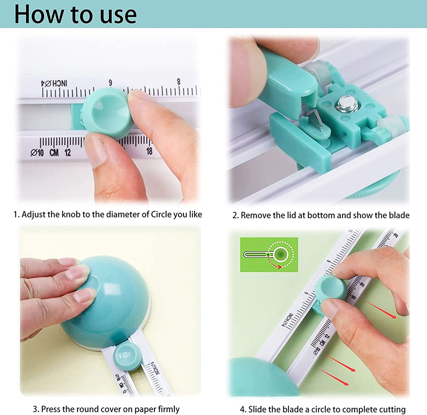 Craft Circle Cutter, Circular Cutters, Compass Circle Cutters for Paper Circular Cutting Tool for Cardstocks image number 2