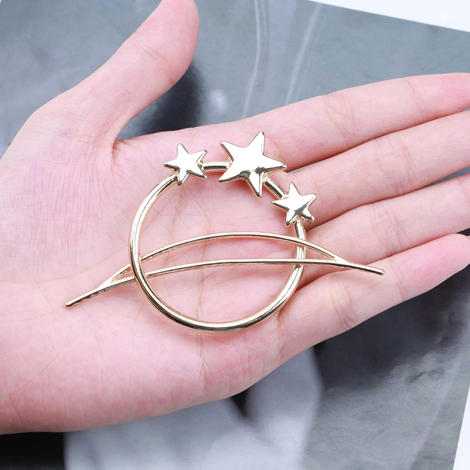 Yheakne Boho Circle Star Hair Clip Gold Hollow Circle Hair Clip Vintage round Hair Clips Pins Decorative Bobby Pin Minimalist Geometry Hair Accessories for Women and Girls (Gold) image number 3