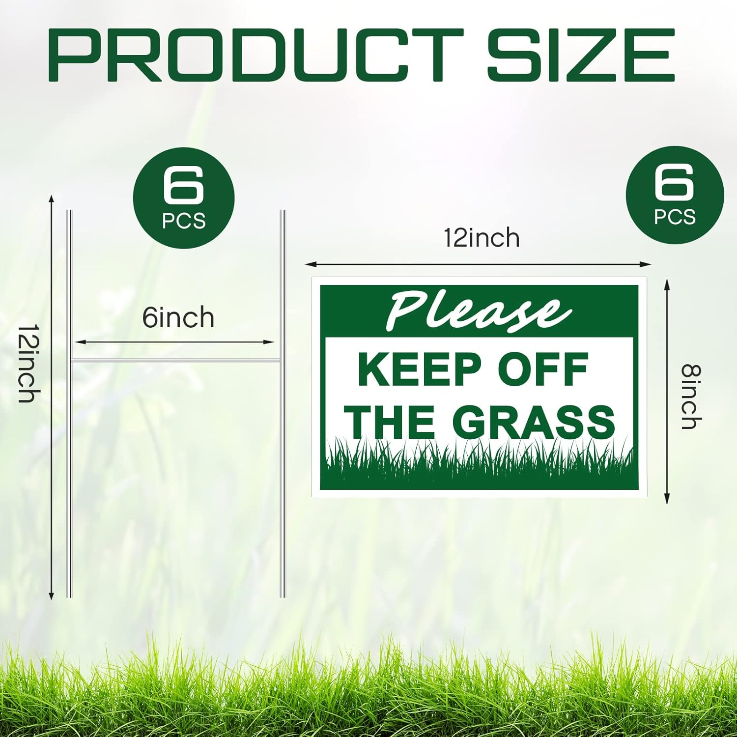 Juexica 6 Pcs Please Keep off Grass Sign - Double Sided Plastic Lawn Garden Sign with 6 Strong H Stakes for Yard Decorations - Dogs People Stay off Your Lawn, Easy Install (8 X 12'') image number 4