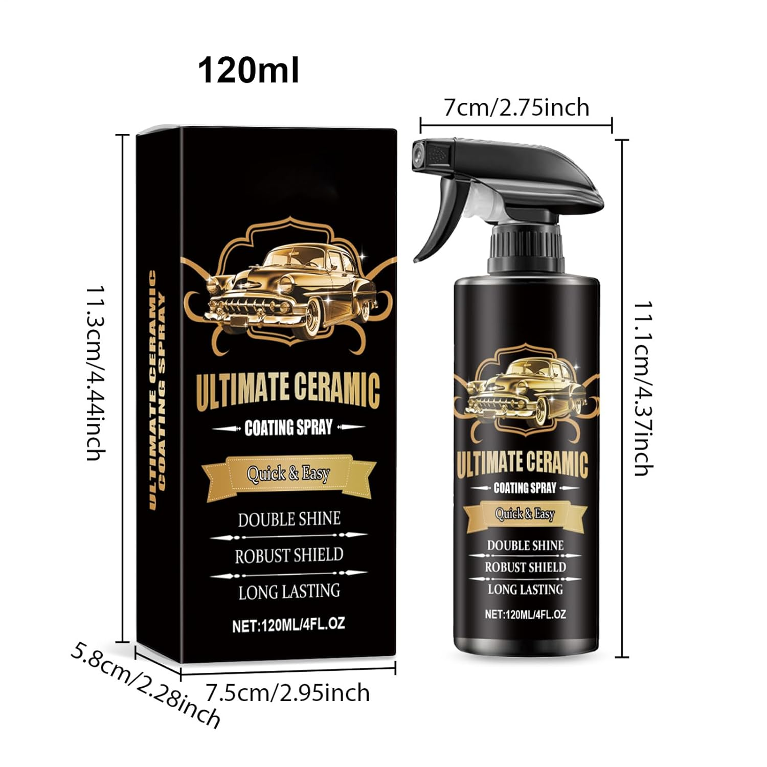 Ceramic Coating for Cars | 120Ml Multi-Functional Car Coating Agent,Automotive Polish, Scratch Removers & Waxes for Truck Headlight Trim RV Marine Windshield Motorcycle image number 4