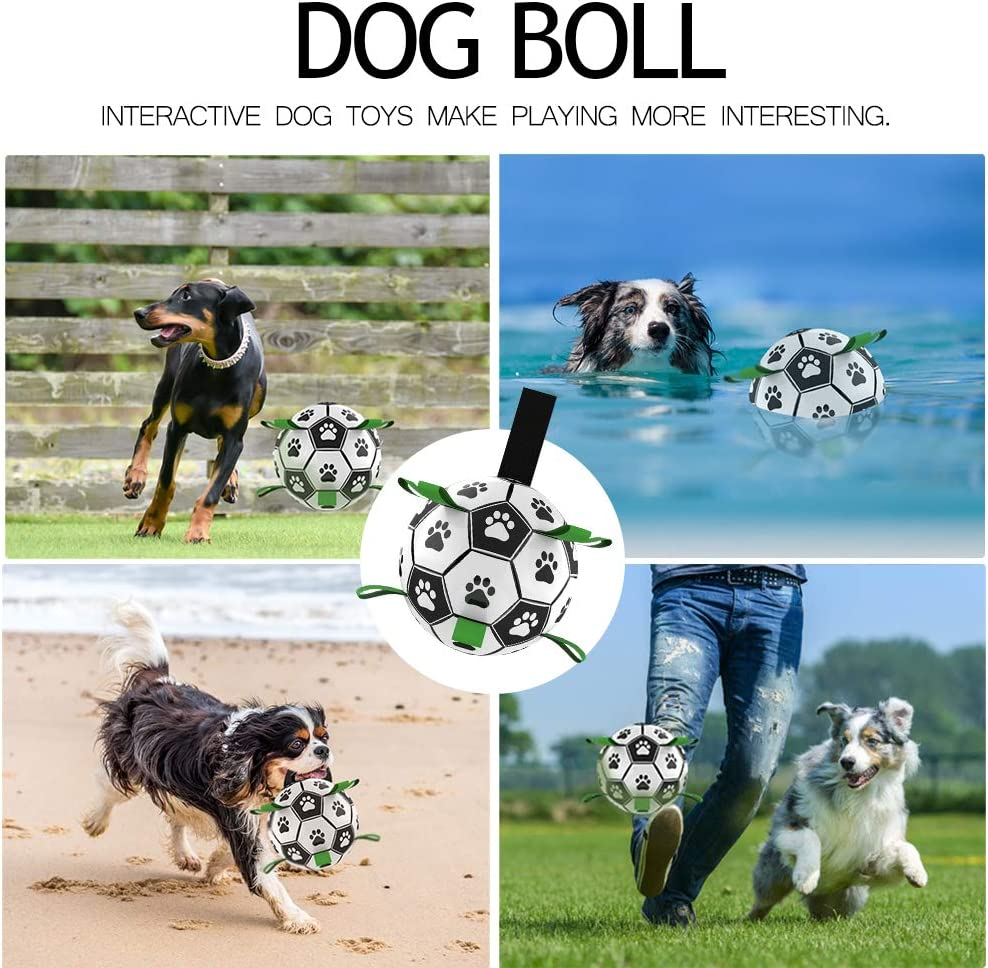 Qudasar PDTXCLS AWEHIRU Dog Ball Dog Soccer Ball with Grab Tabs Interactive Dog Toys Herding Ball for Dogs Rubber Ball Dog Balls for Small & Medium Dogs Jolly Balls for Dogs image number 4