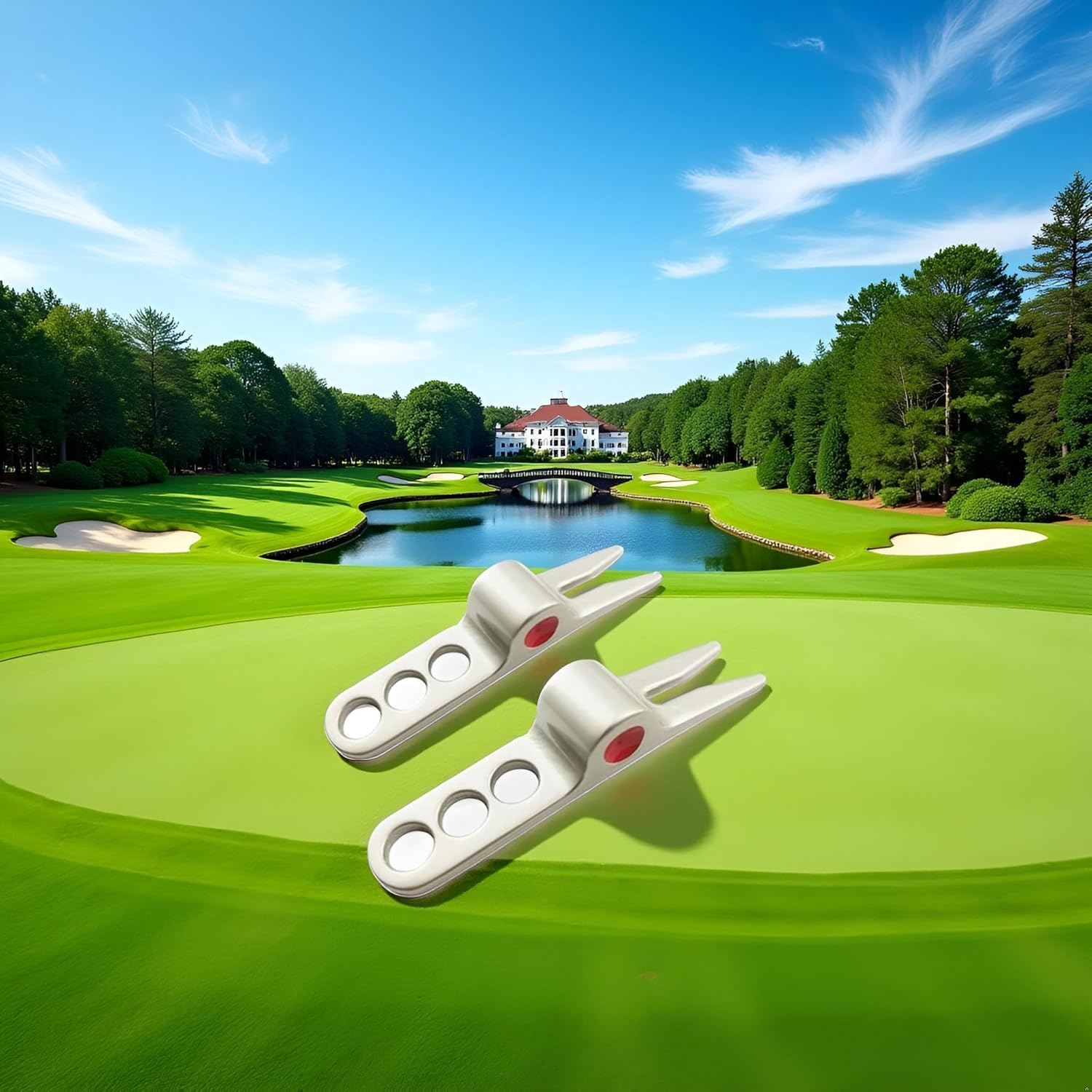 Jowxsx 2 Pcs Silver Golf Ball Fork Pivot Divot Repair Tool Compatible Divot Tools for Golf Divot Tools, On-Course Accessories image number 4