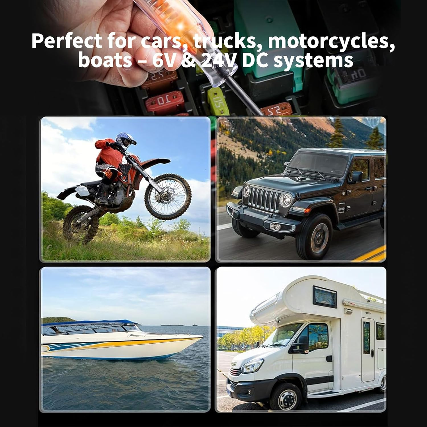 DC 6V-24V Automotive Test Light Electric Tester Pen with Sharp Probe and Clip, Continuity Circuit Tester for Car SUV Truck RV, Easy One-Hand Use for Mechanics and Diyers image number 3