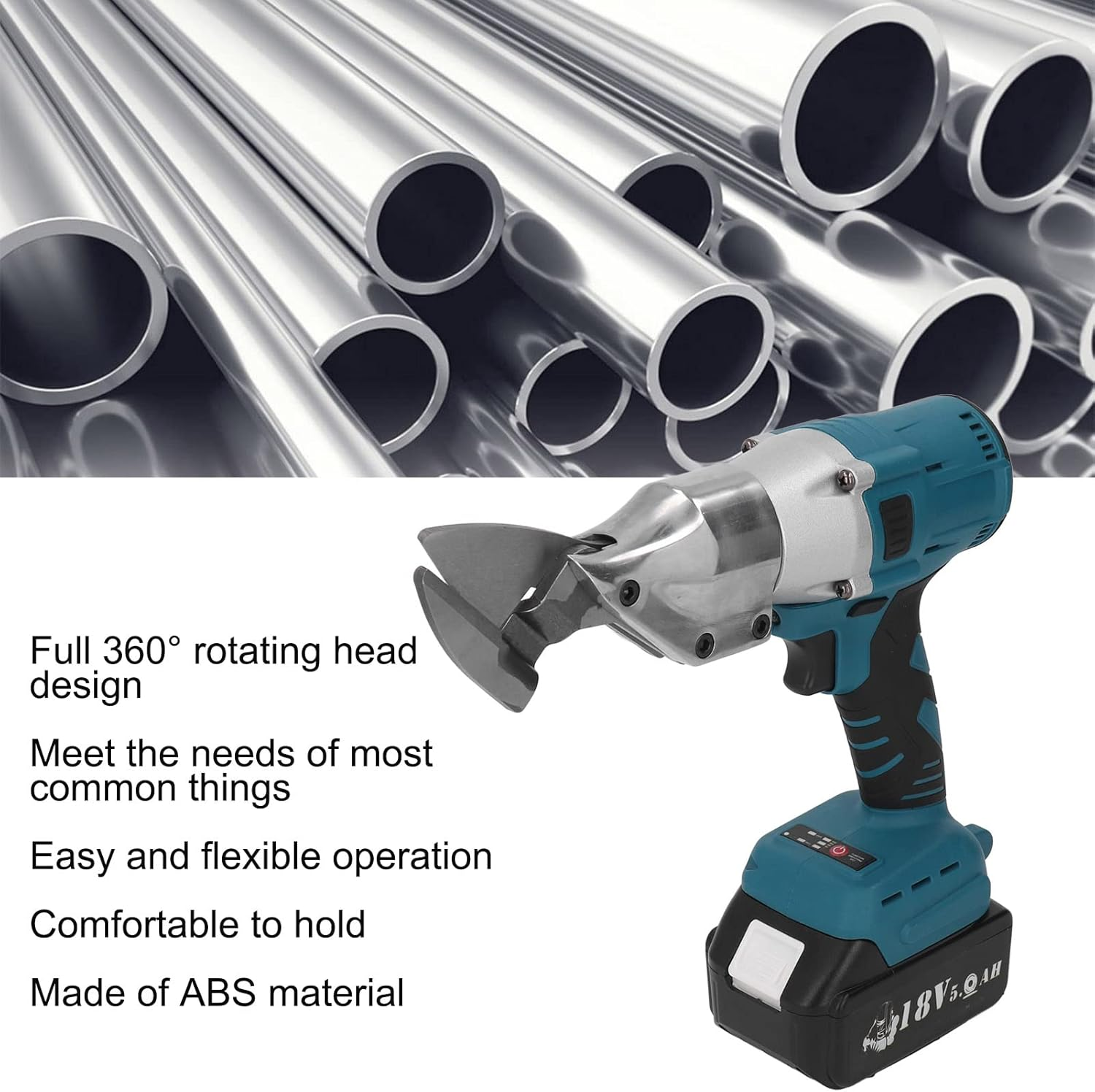 Electric Metal Shear, Cordless Electric Scissors Multifunctional 360&deg; Rotating Head Safe for Construction Site image number 4