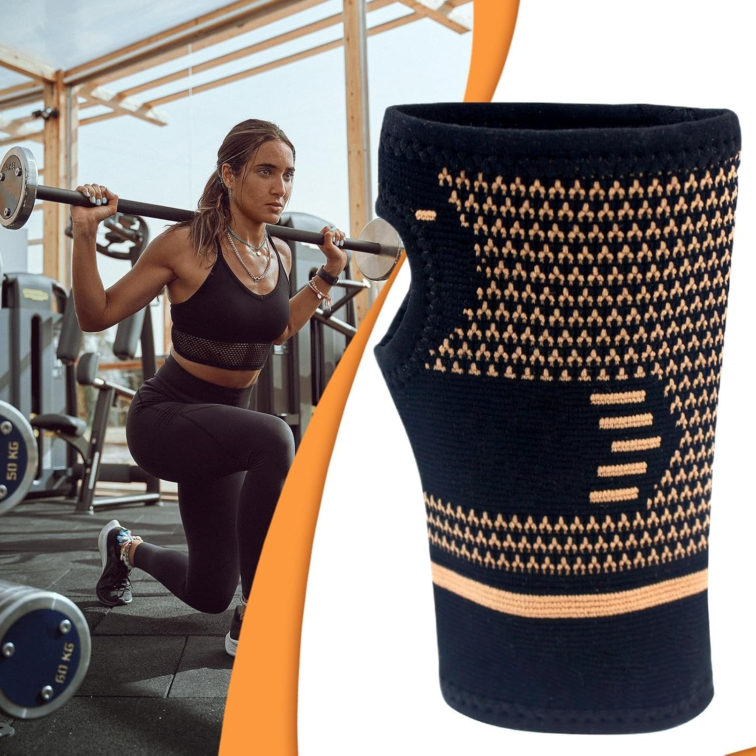 Copper Wrist Support,Copper Elastic Wrist Hand Support | Wrist Brace, Breathable Hand Guard, Wrist Wrap for Sprain, Workout, Fitness image number 3