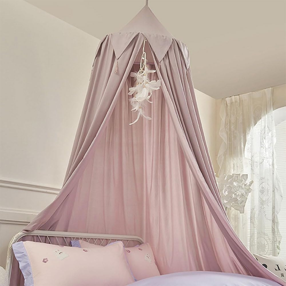 Double-Layer Pink Princess Bed Canopy for Girls, Bed Curtain Tent with Tassels for Kids&rsquo; Reading Nook & Bedroom Decor, Fits Twin, Full & Queen Beds, Foldable & Machine Washable image number 6