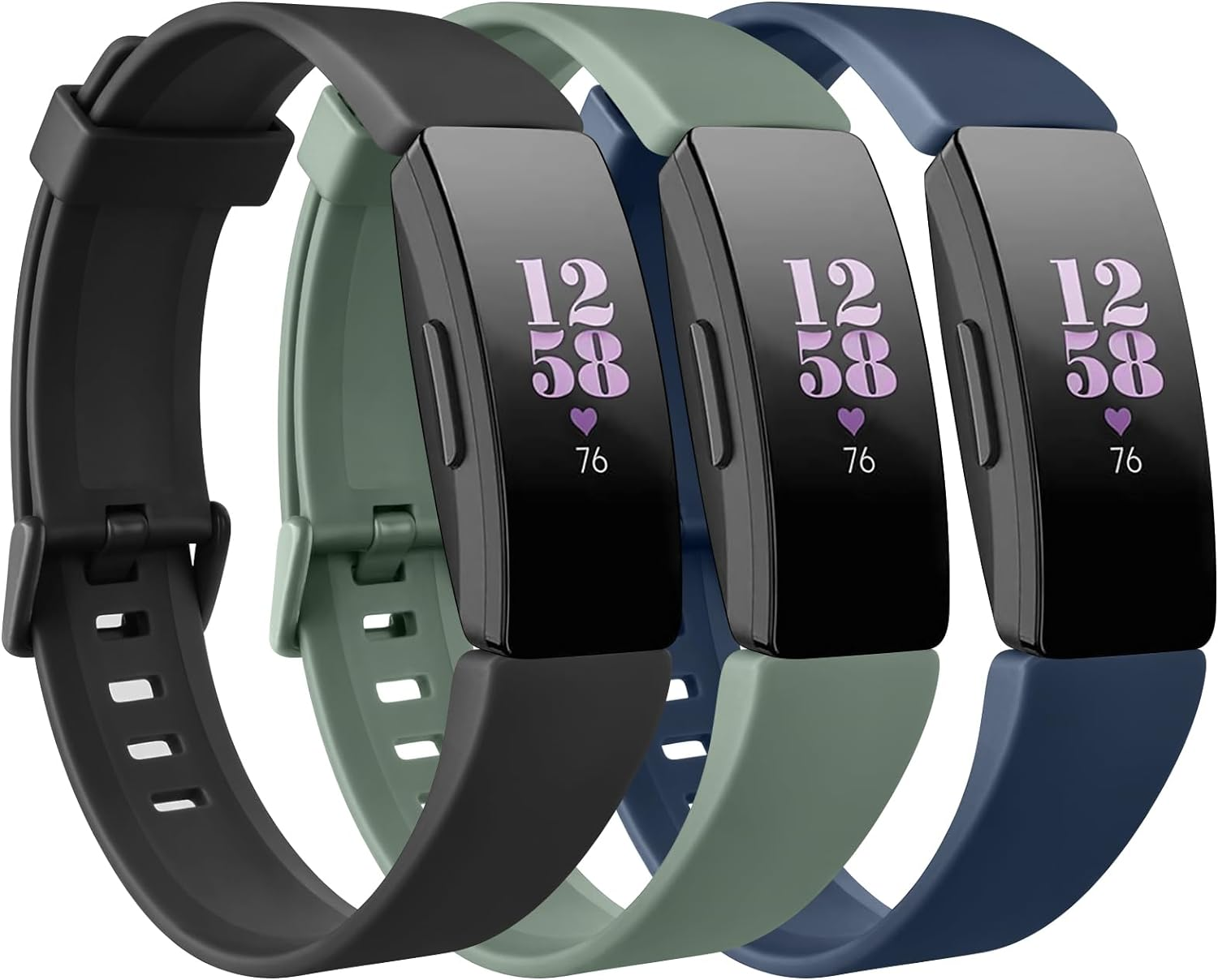 [3 Pack]Sport Straps for Fitbit Inspire 2 Bands & Fitbit Inspire HR Bands Women Men, Soft Classic TPU Adjustable Comfortable Replacement Strap Wristbands