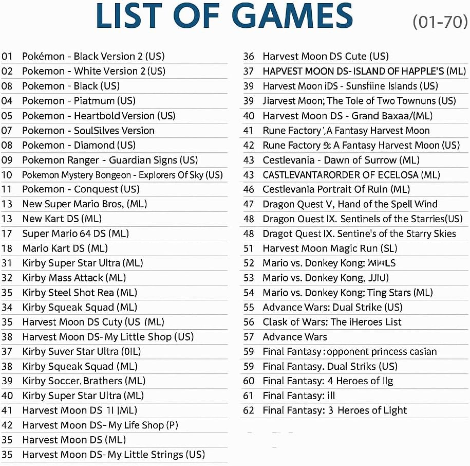 DS Game, 208 in 1 Game Cartridge Multicart, Game Pack Card Super Combo for DS DSL Dsi 3DS 2DS XL/LL image number 5