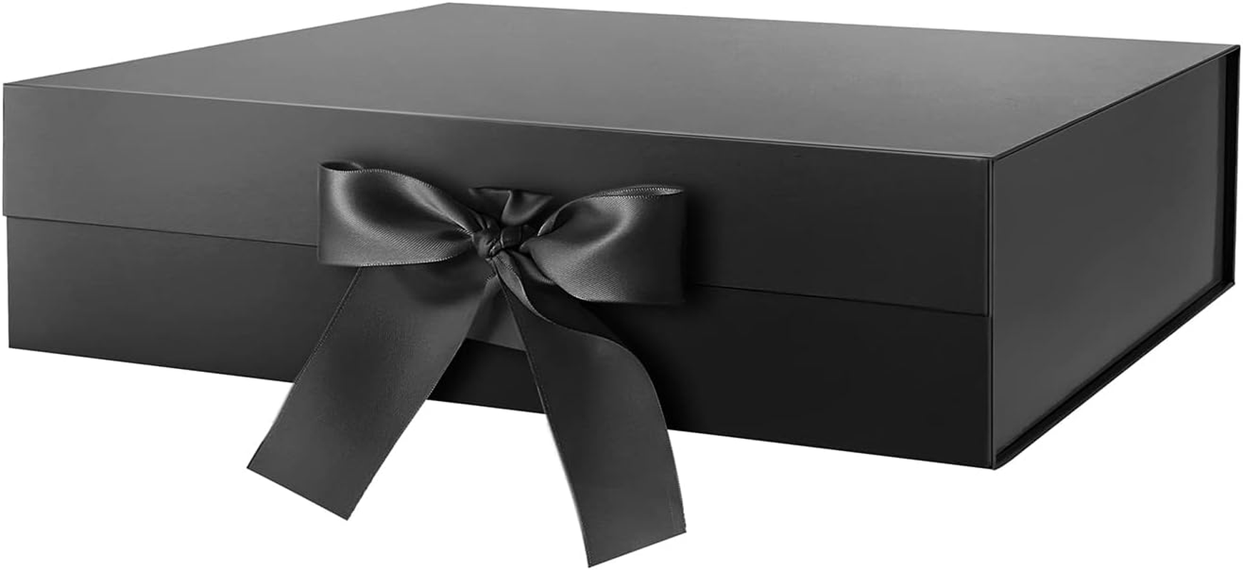 MALICPLUS Large Gift Box with Ribbon 34X22.5X10 CM, White Bridesmaid Proposal Box, Luxury Magnetic Gift Box for Valentine Day (Glossy)