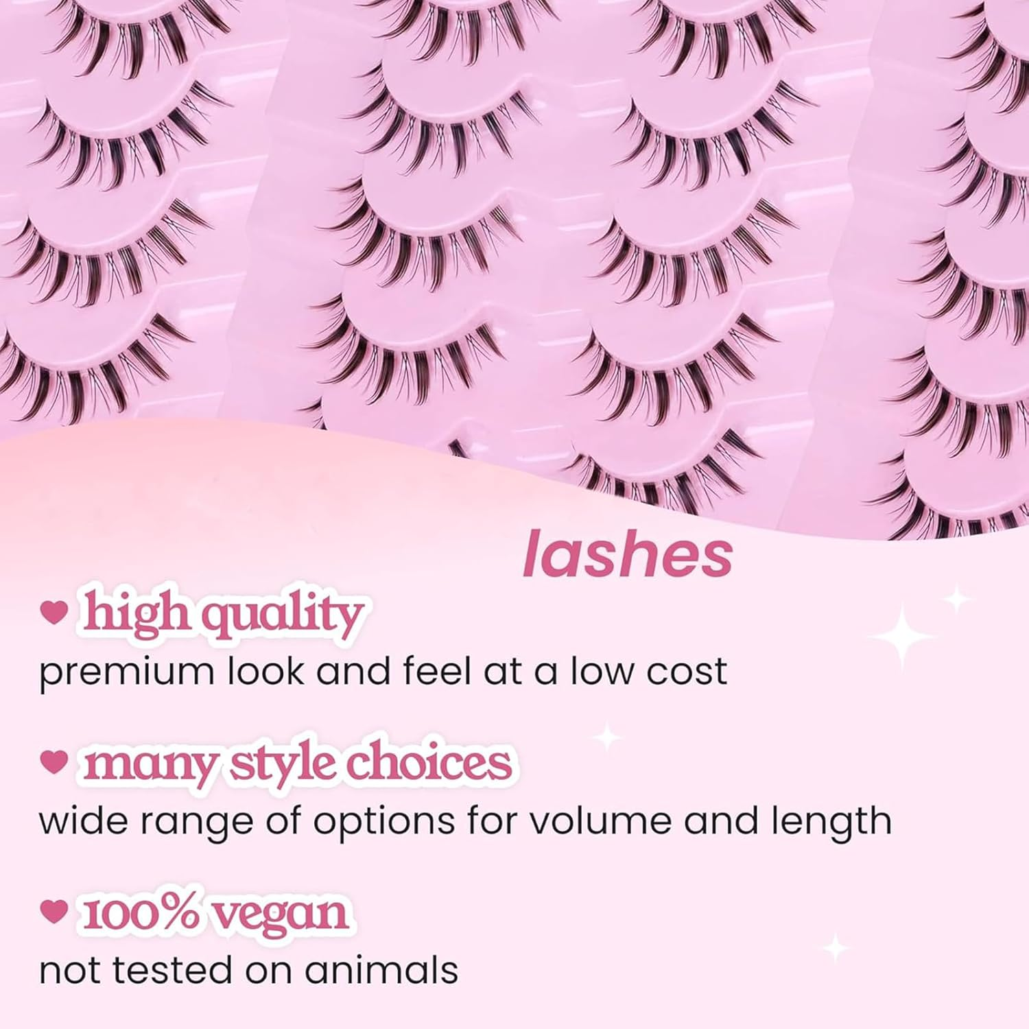 Anime Lashes Korean Japanese Look like Asian Natural Look False Eyelashes Manga Lashes Mink Wispy Fluffy Spiky 3D Volume Eyelashes Pack Cosplay Fake Eyelashes Individual Cluster 5 Pairs LK02 image number 2