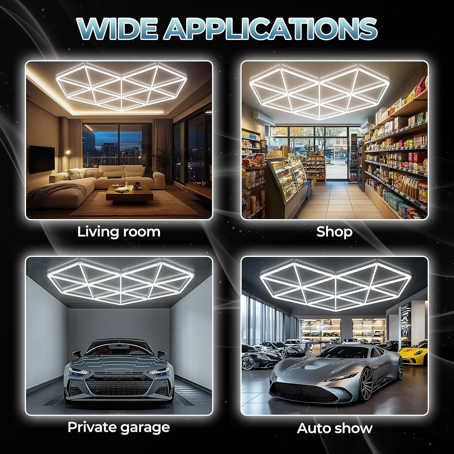 ALLYES Hexagon Garage LED Lights - Super Bright 27-Pack, 6500K Cool White for Auto Repair Shops, Gyms, Warehouse, Basements, Car Wash Rooms image number 2