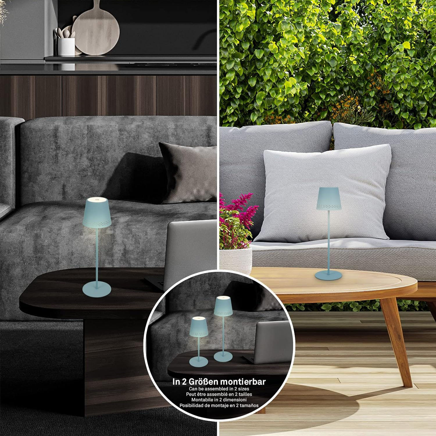 Briloner - LED Battery Table Lamp 2 in 1 Assembly, Stepless Dimmable, Touch, Mobile Light, LED Table Lamp Outdoor, LED Table Lamp Cordless, Dove Blue image number 6