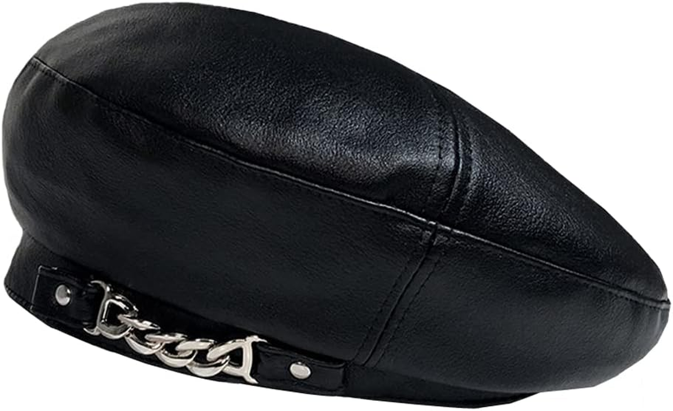 JUENAWMIU Women Beret Hat PU Leather Beret French Beret Artist Beret Cap French Hat