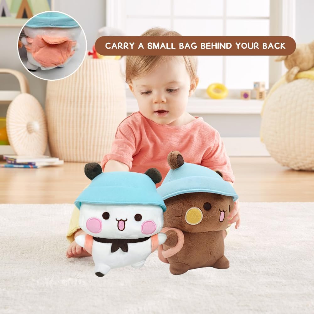 LUFEIS Bubu Dudu Cuddly Toy, 2 Pieces Bubu Dudu Plush, Charming Soft Plush Toy Cushion, Bear Panda Bubu Dudu Cuddly Toy, Birthday Party Gifts for Boys and Girls image number 2