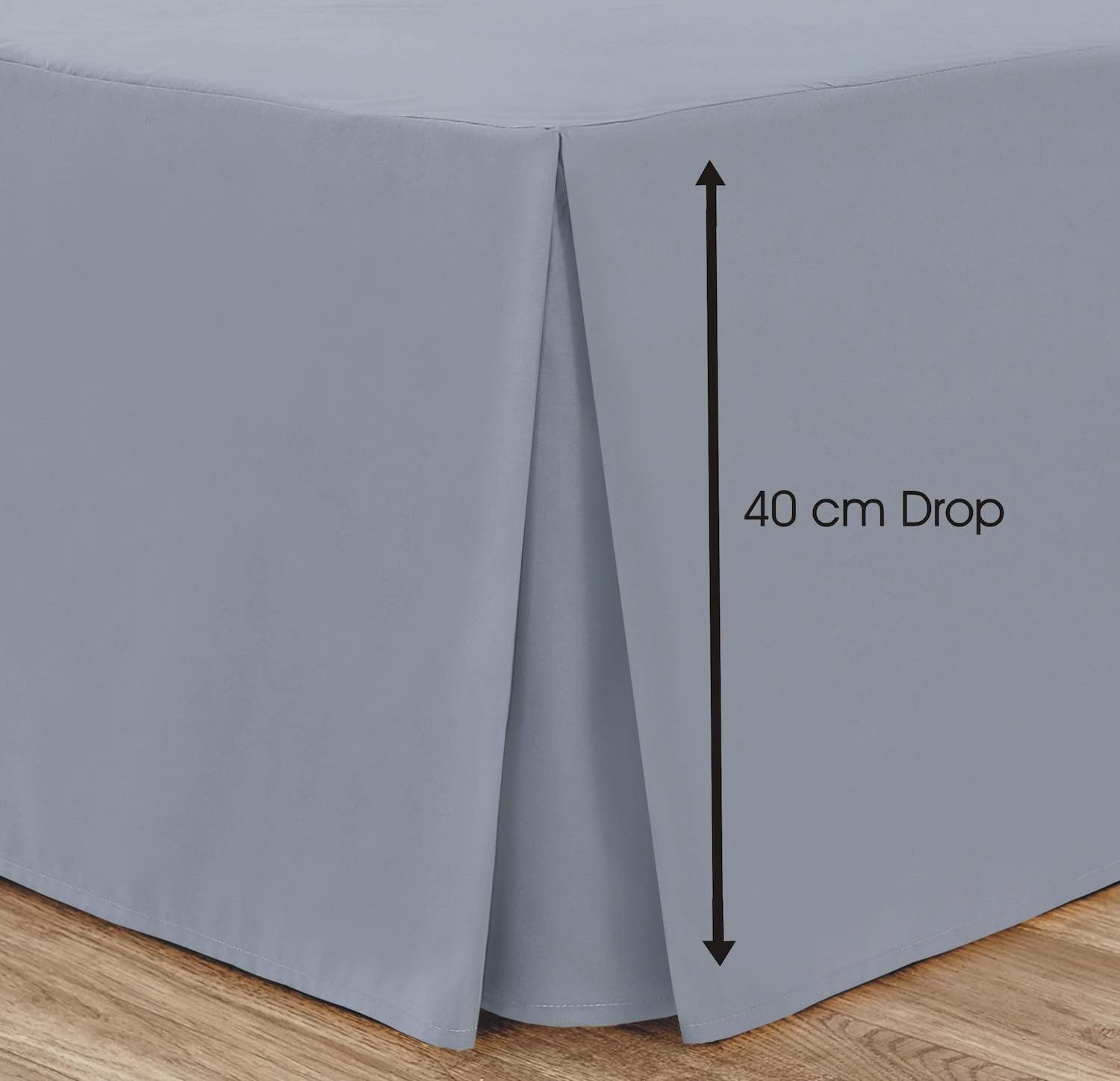 Linen Home Box Pleated Base Valance Sheet Grey King Size Bedding Skirt Valance Sheets, Microfibre Soft Brushed Easy Care Non Iron (King, Grey) image number 6