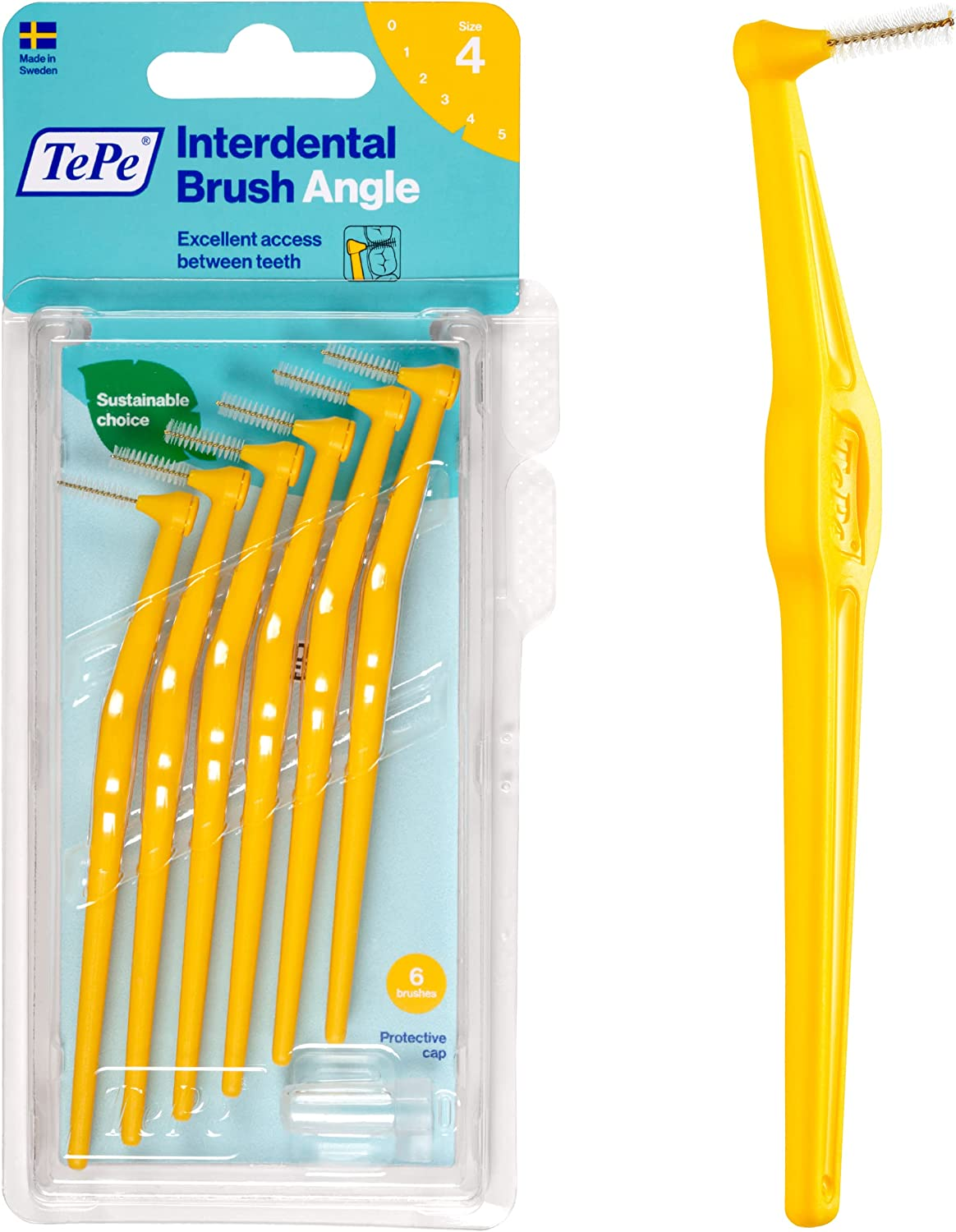 Tepe Interdental Brush Angle, Red, 0.5Mm/Iso 2, 6Pcs, Interspace Cleaning, Plaque Remover for Teeth for Narrow Gaps, Ensures Strong Gums and Teeth (Pack of 2) image number 4