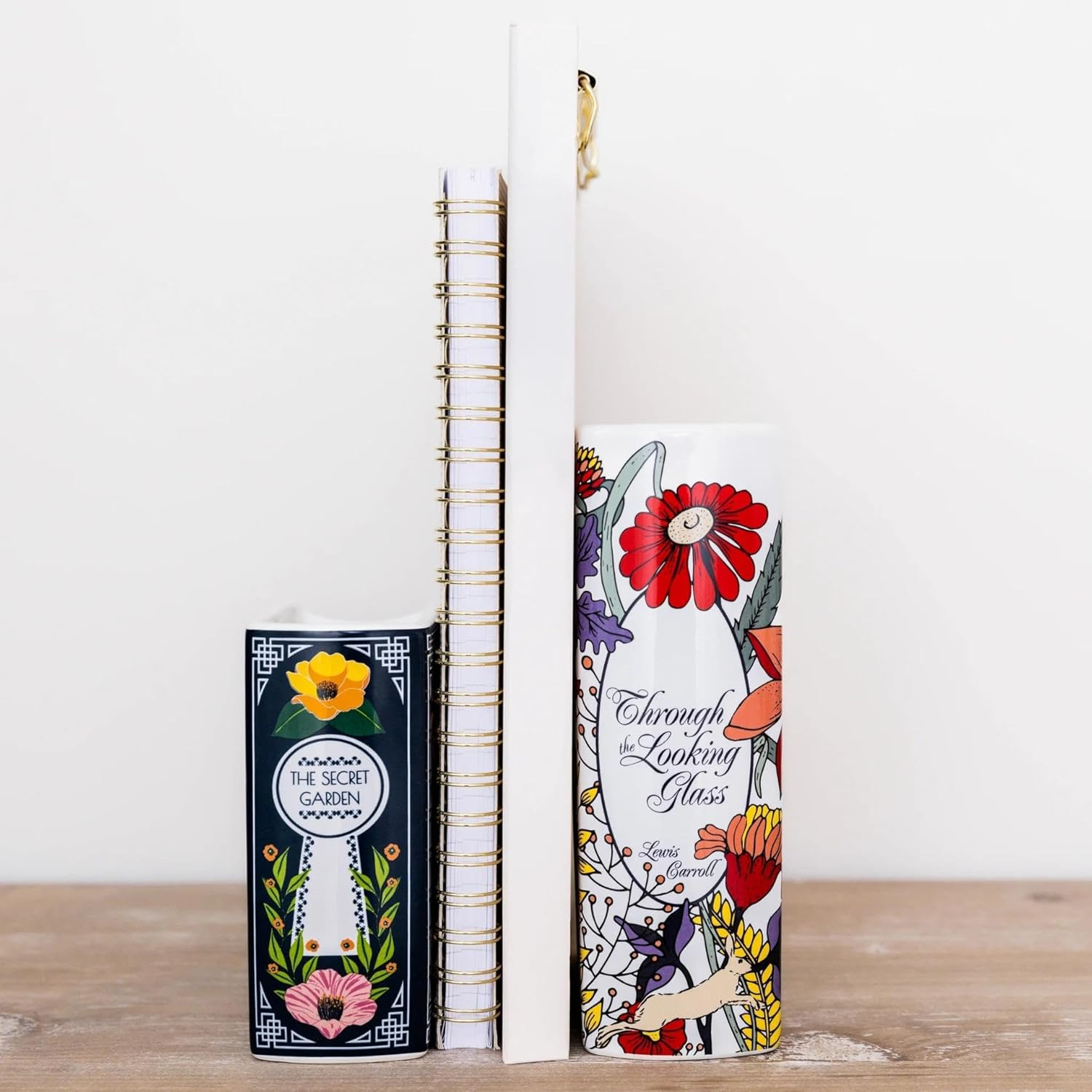 Book-Shaped Decorative Vase, Ceramic Vases for Home Decor, Cute Bookshelf Decor, Unique Vase for Book Lovers (Small - Secret Garden) image number 2