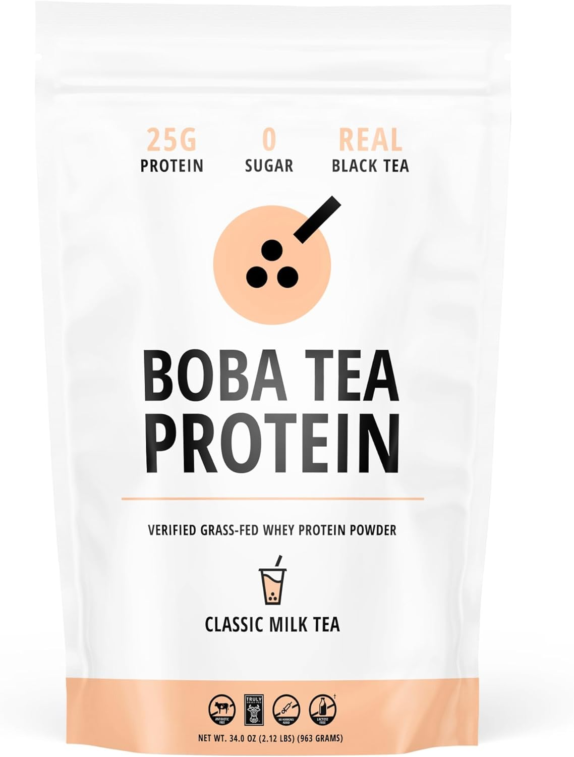 Boba Tea Protein Classic Milk Tea | 25G Grass-Fed Whey Protein Isolate Powder | Gluten-Free & Soy-Free Bubble Tea Protein Drink | Real Ingredients & Lactose-Free Protein Drink | 25 Servings image number 3