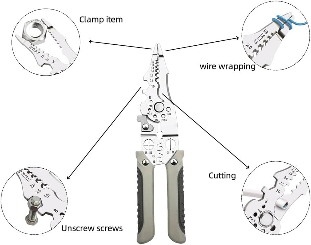 New Multi-Functional Electrician Special Stripping Pliers Stripping Splitter Pliers Winding Cut Wire Stripping Skin Pressure Wire Stripping Pliers image number 6