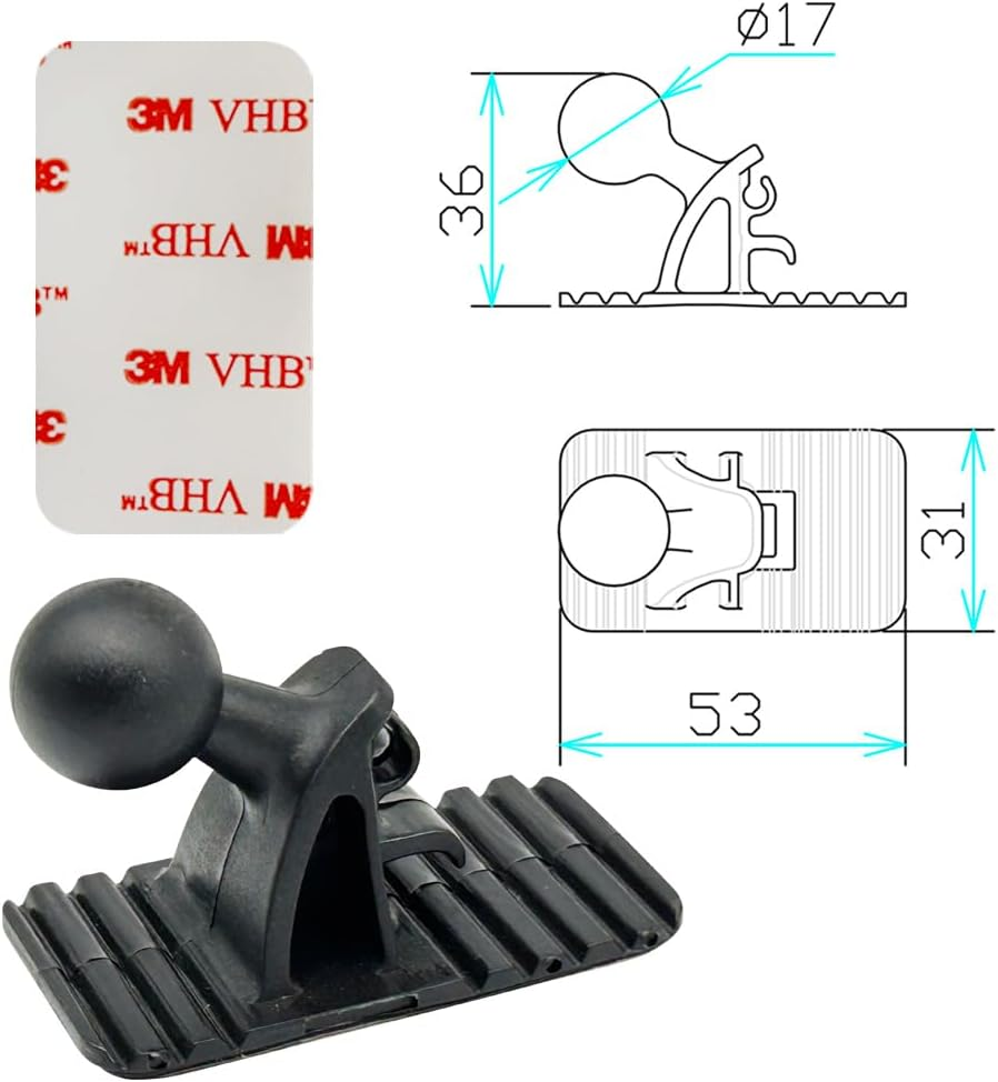 Car Phone Holder Accessories, Mobile Phone Bracket a Model Dashboard Pasting Holder Mount Base 17Mm Ball Head. There Will Be No Residue after Remove.Can Be Pasted on the Curved Dashboard.(Double: A)