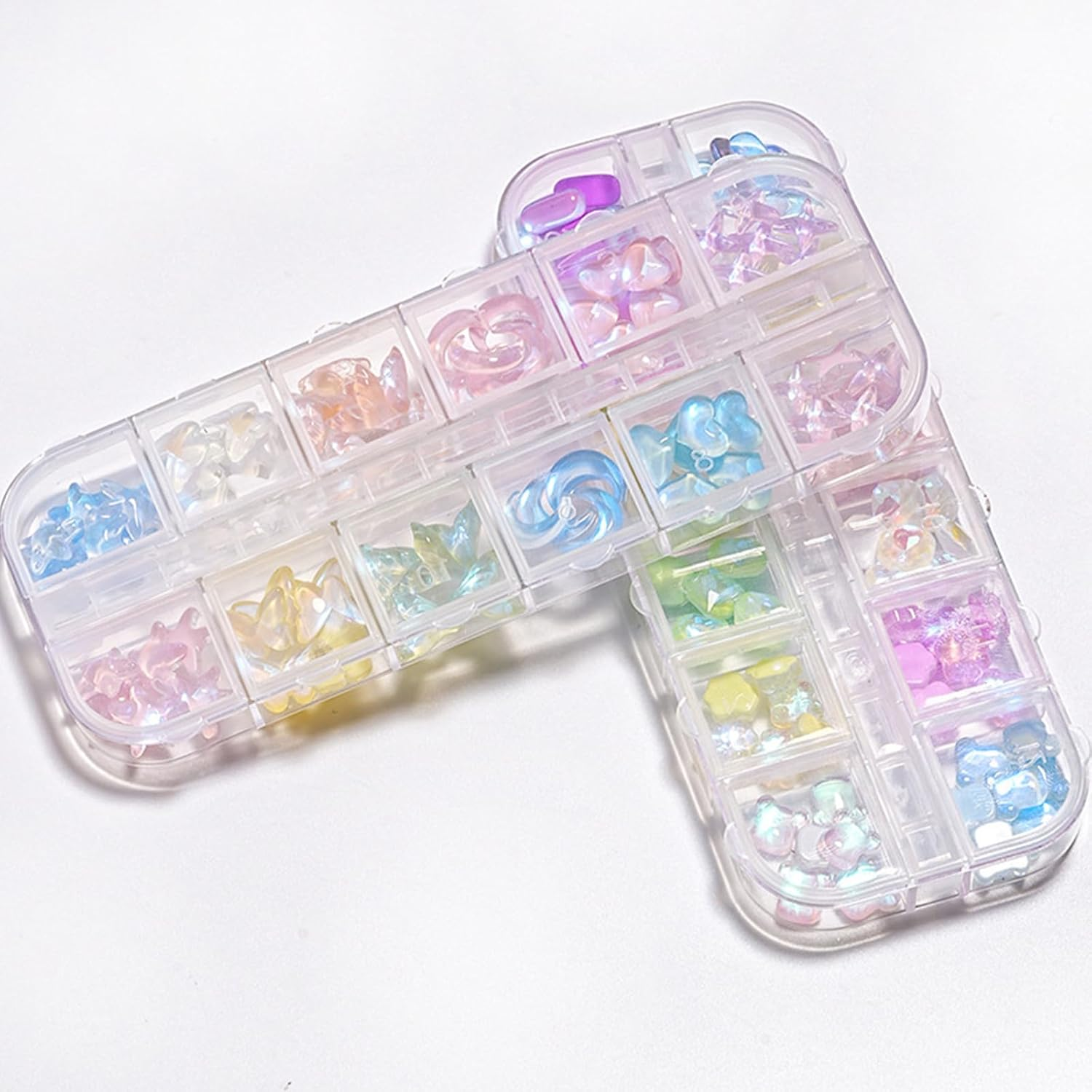 Dohocall 2 Boxes Mixed Shape Nail Rhinestone Nail Crystal Charms Nail Charms Butterfly Star Nail Art Charms Nail Art Decoration image number 3