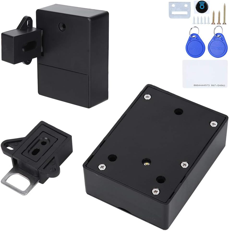 Electronic Cabinet Lock, 125Khz Smart Cabinet Lock Electronic RFID Card Opening No Drill for Wardrobe Sauna Locker Home Security Office Cabinet Wardrobes Liquor Storages(Black) image number 5