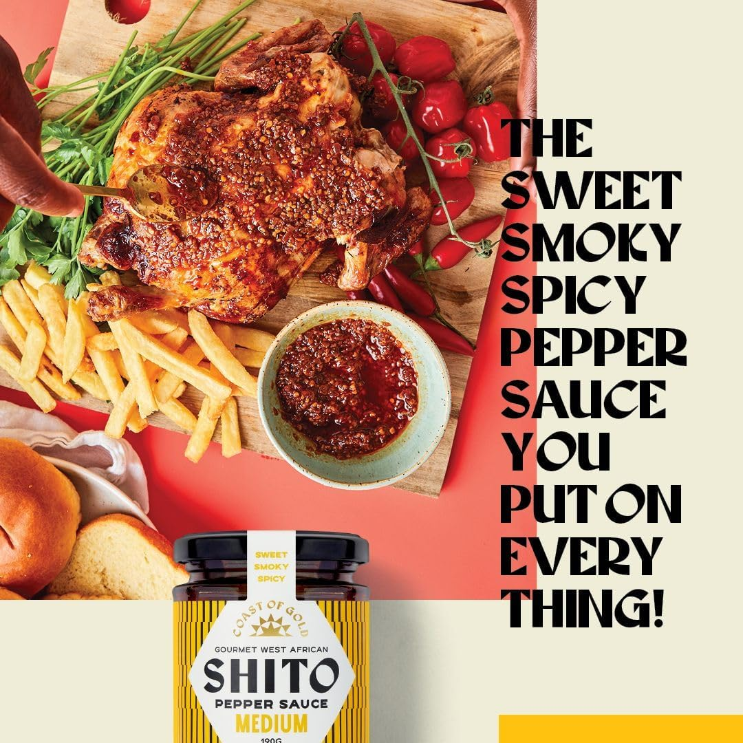 Coast of Gold Shito Medium Spicy Pepper Sauce, 190G, Bold Sweet & Smoky Flavours, Moderate Heat, Versatile Marinade, Dip, or Topping, Authentic West African Cuisine (Medium, 1X 190G Jar) image number 3