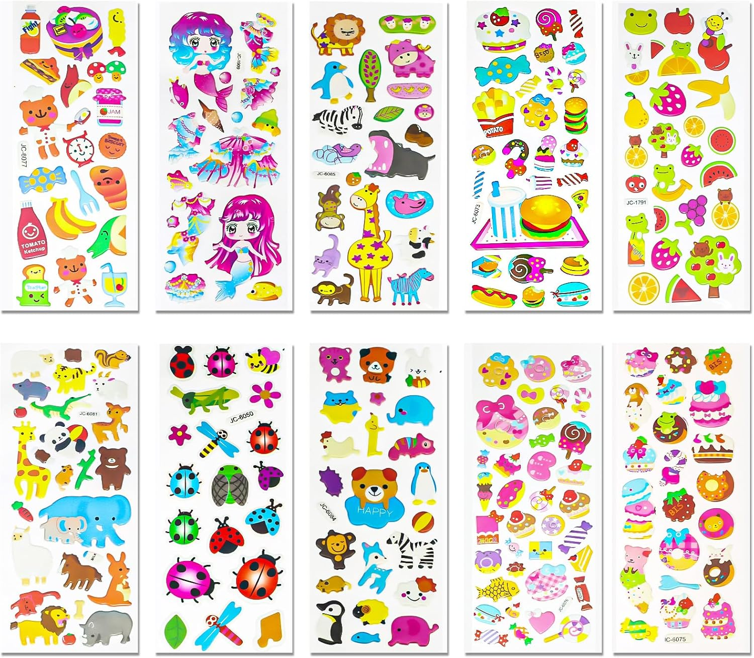 3D Stickers for Kids Toddlers 530+ Vivid Puffy Kids Stickers 24 Different Sheets, Colored 3D Stickers for Boys Girls Teachers, Reward, Craft Scrapbooking (Style-2) image number 1