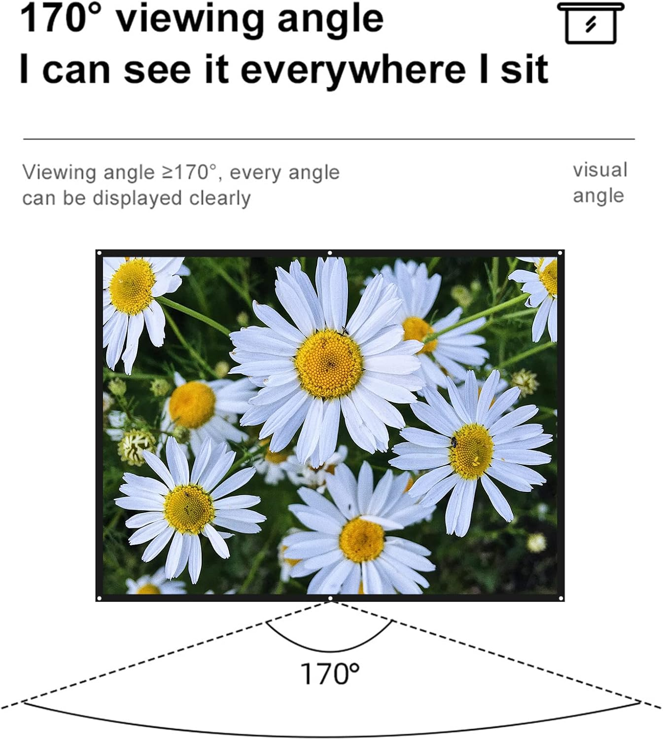 84 Inch Projector Screen 4 3 HD 4K Foldable Portable Sided -Crease Movie with Hooks for Indoor Home Theater Office Meeting