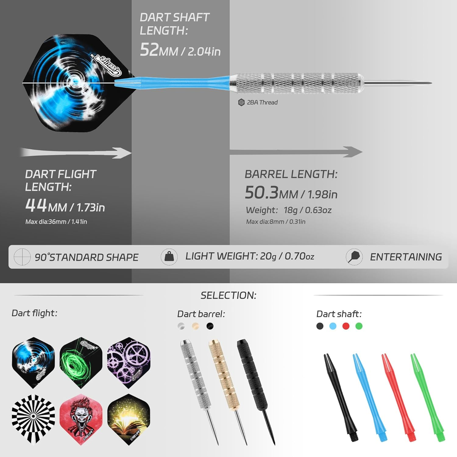 Cyeelife Steel Tip Darts,18Pcs Professional Metal Darts, Darts Metal Tip Set, Metal Darts for Dartboard,For Beginners and Hobbyists image number 3