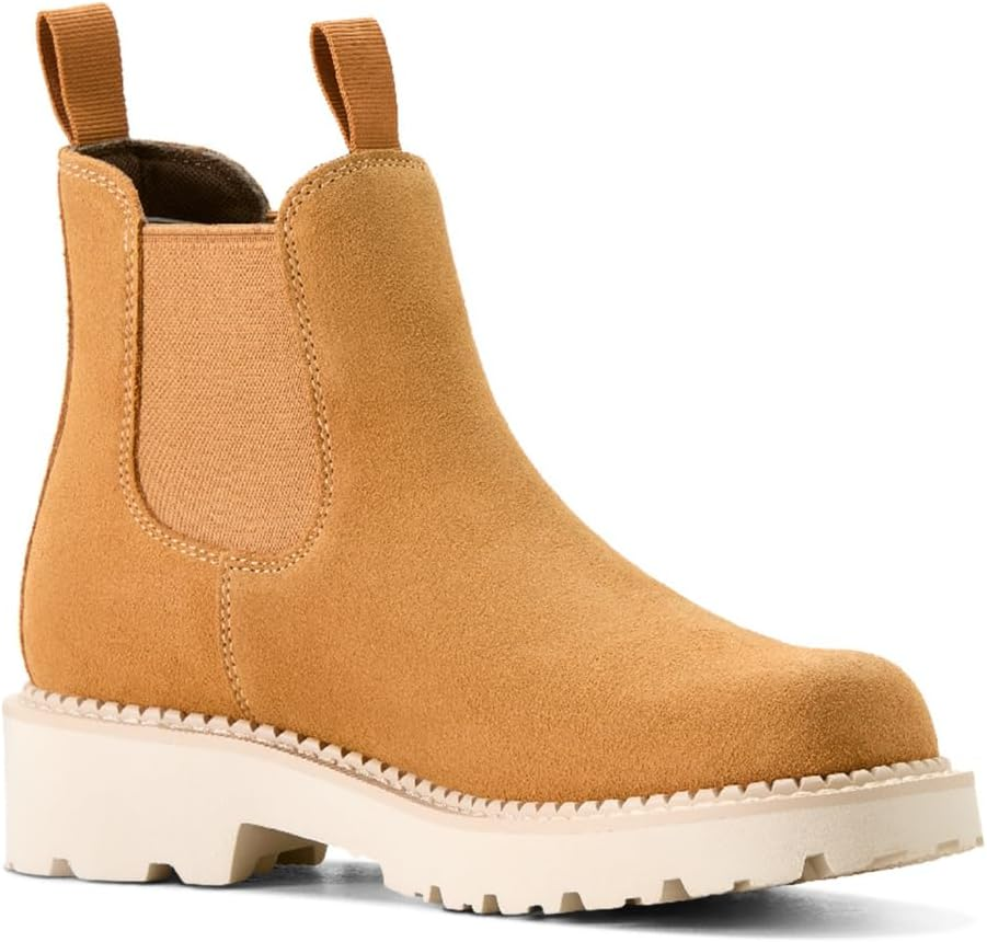 Ariat Womens Fatbaby Twin Gore round Toe Pull on Chelsea Casual Boots Ankle Low Heel 1-2" - Brown, Distressed Natural, 9.5 image number 6