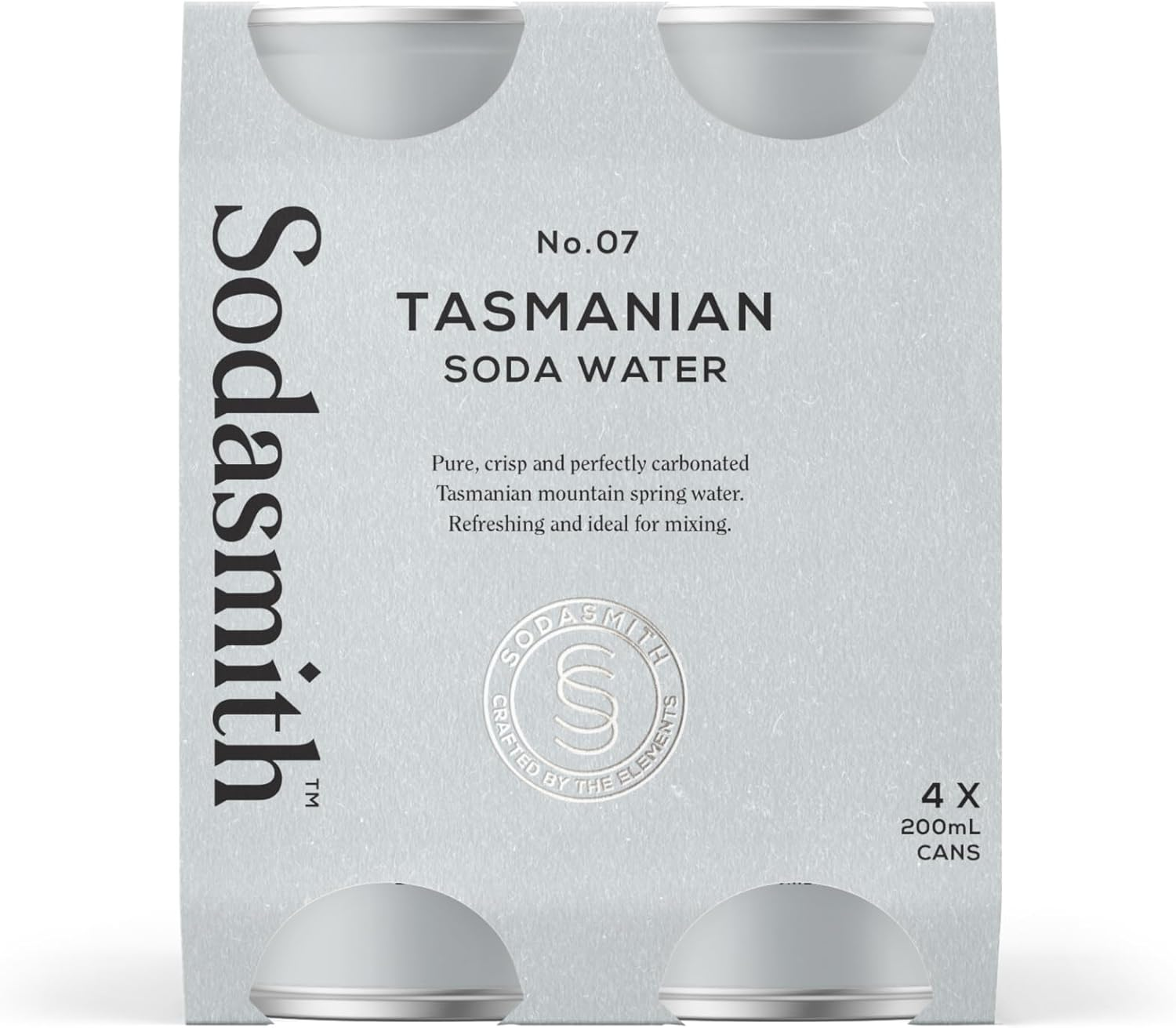 Sodasmith No 07 Soda Water, Carbonated Tasmanian Water, Premium Mixer, 200Ml (Case of 24 Cans)