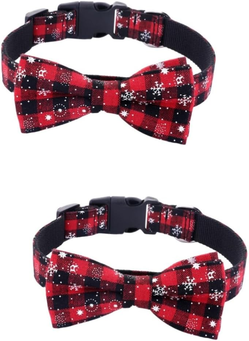 Sosoport 2Pcs Pet Collar Christmas Pattern Printed for Cat Dog Adjustable Nylon Collar Snowflake Dog Christmas Cat image number 1