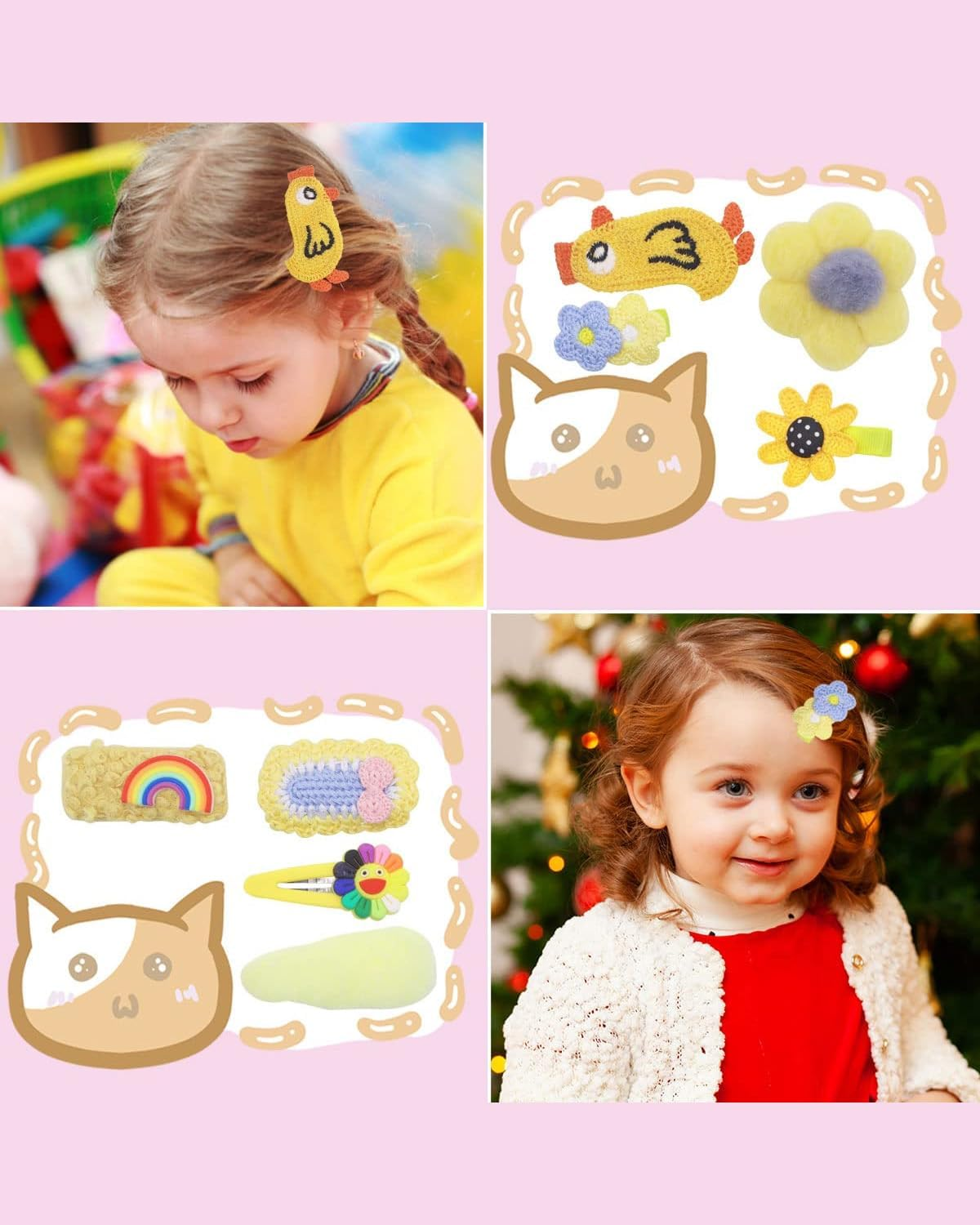 MYGLOAR 16 Pieces Baby Hair Clips Set for Girls, Baby Hair Clips, Cute Bows, Elastic Headbands, Hair Accessories, Ponytails, Hair Clips Set for Teens and Toddlers image number 3