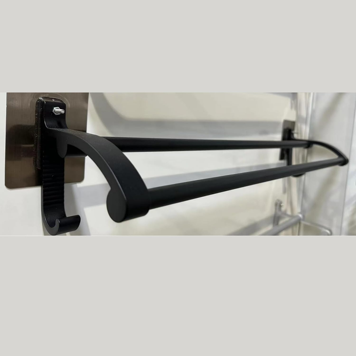 ZOOMTEC Double Towel Rail Rack, 60Cm No Drill Adhesive Bathroom Towel Holder, Wall Mounted Towel Storage (Grey) - Black image number 1