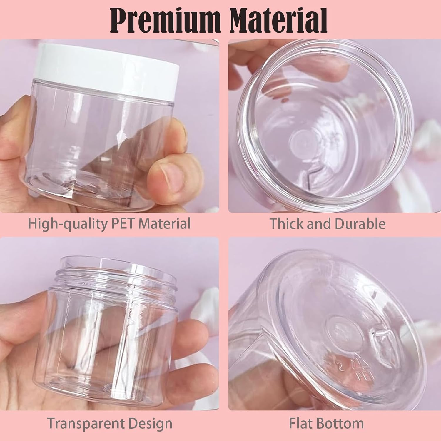 Jotia 4Pcs 120Ml Clear Container with Lids, Plastic Pot Jars round Clear Leak Proof Plastic Cosmetic Container Jars with White Lids, Wide Mouth Plastic Jar for Travel Storage, Eye Shadow, Nails image number 2