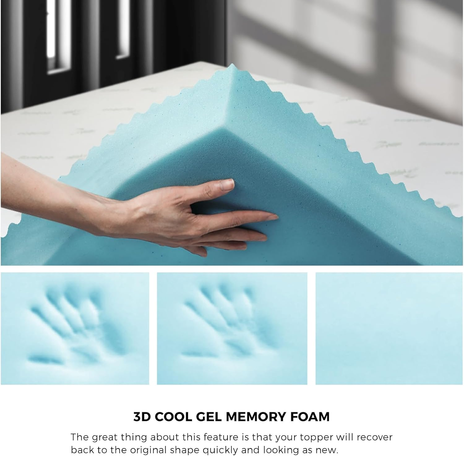 Bedra Bedding Cool Gel Memory Foam Mattress Topper 8Cm Thickness Double Size Bed Pad Protector image number 2