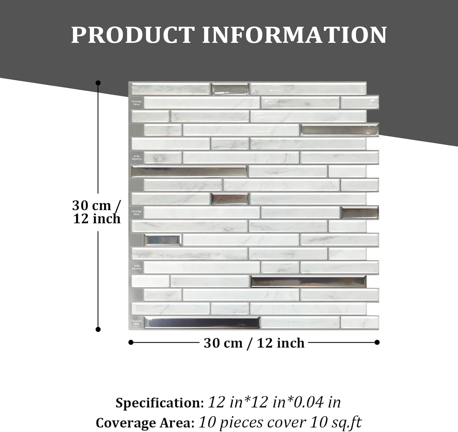 Tile 10 Sheets Peel and Stick Tiles Backsplash, 12"X12" Light Color Stick on Wall Tiles image number 3