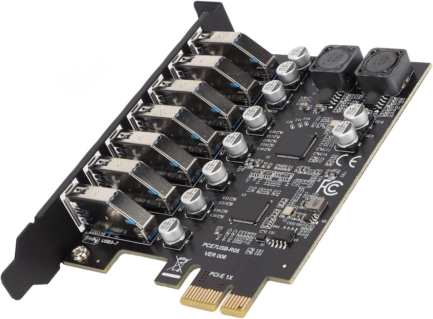 7 Port PCI Express Expansion Card, USB 3.2 GEN1 5Gbps 7 Port Front Expansion Card, for Win, for Linux