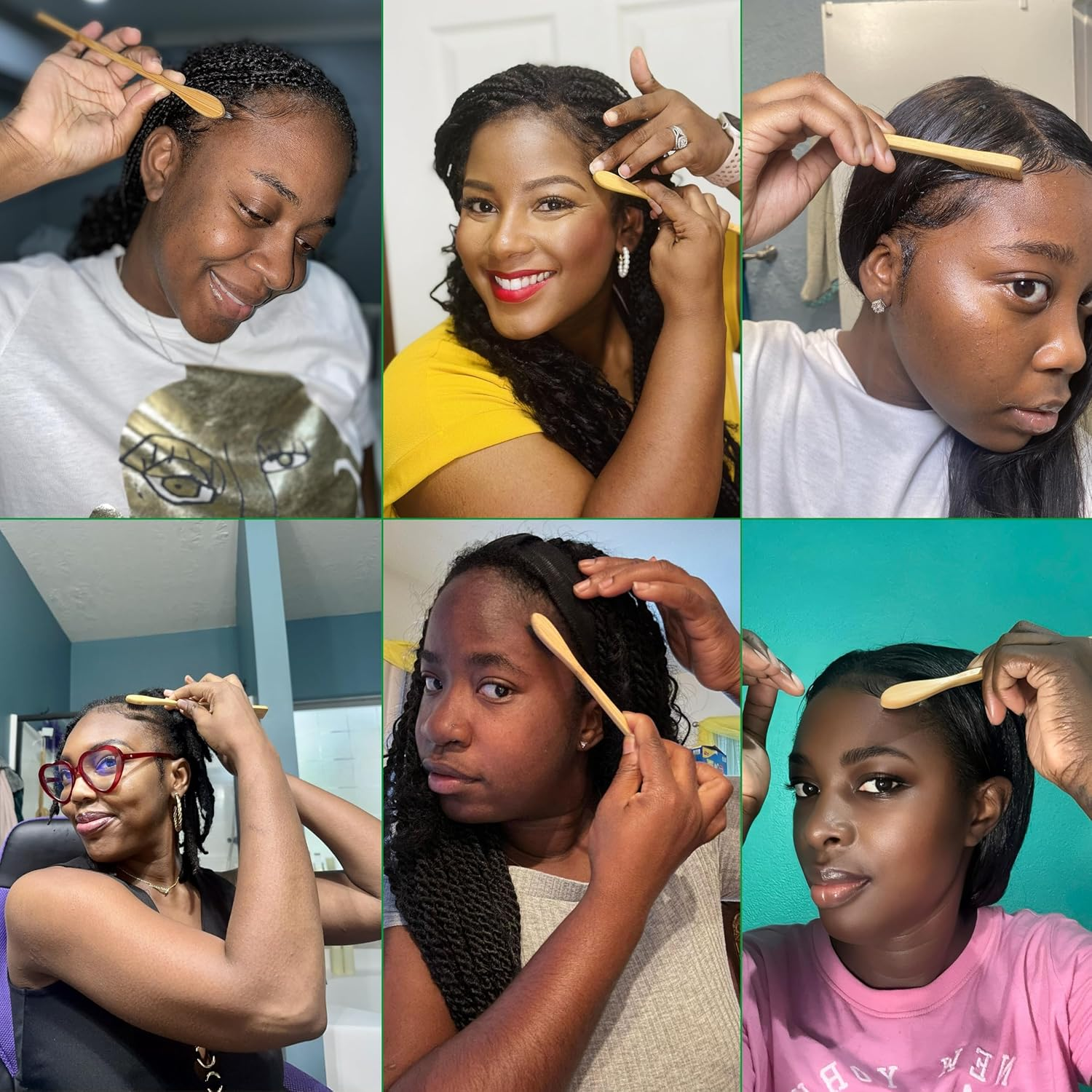 Grannaturals Edges Brush and Comb for Edge Control - Sturdy Bamboo Handle - Styling & Gentle Care Tools - Edge Fixer for Baby Hairs - Compact Curling Accessories for Curly Hair image number 2