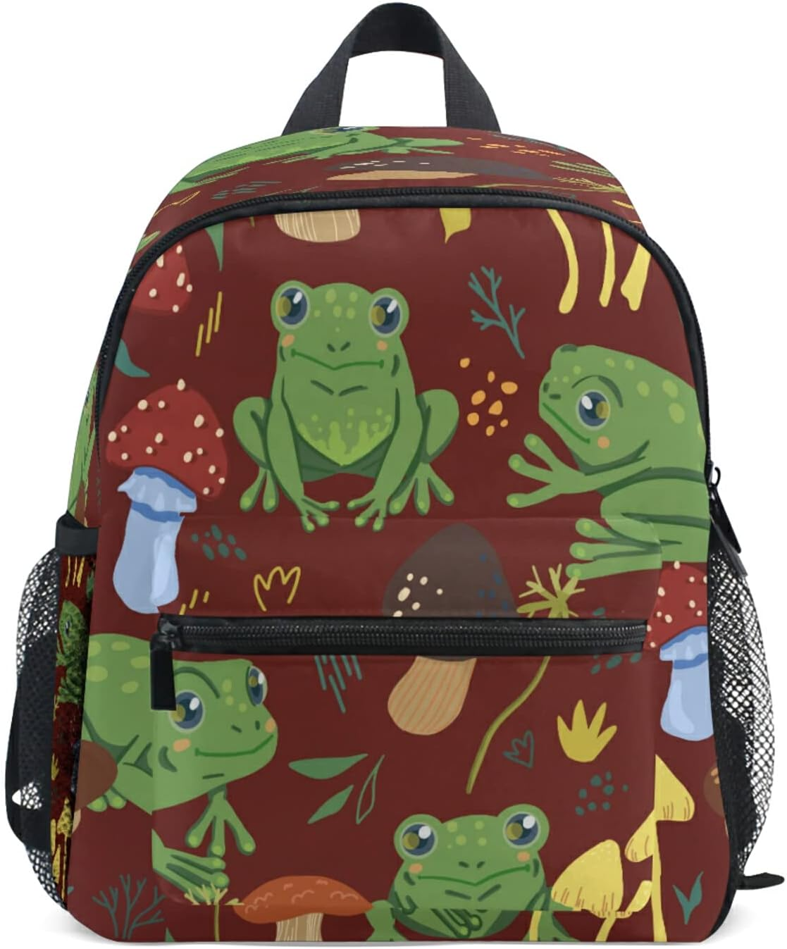 Cute Frogs and Forest Mushrooms Toddler Baby Backpack for Boy'S/Girl'S Cute Children Kindergarten School Book Bag with Chest Strap Cute Frogs and Forest Mushrooms, One image number 3
