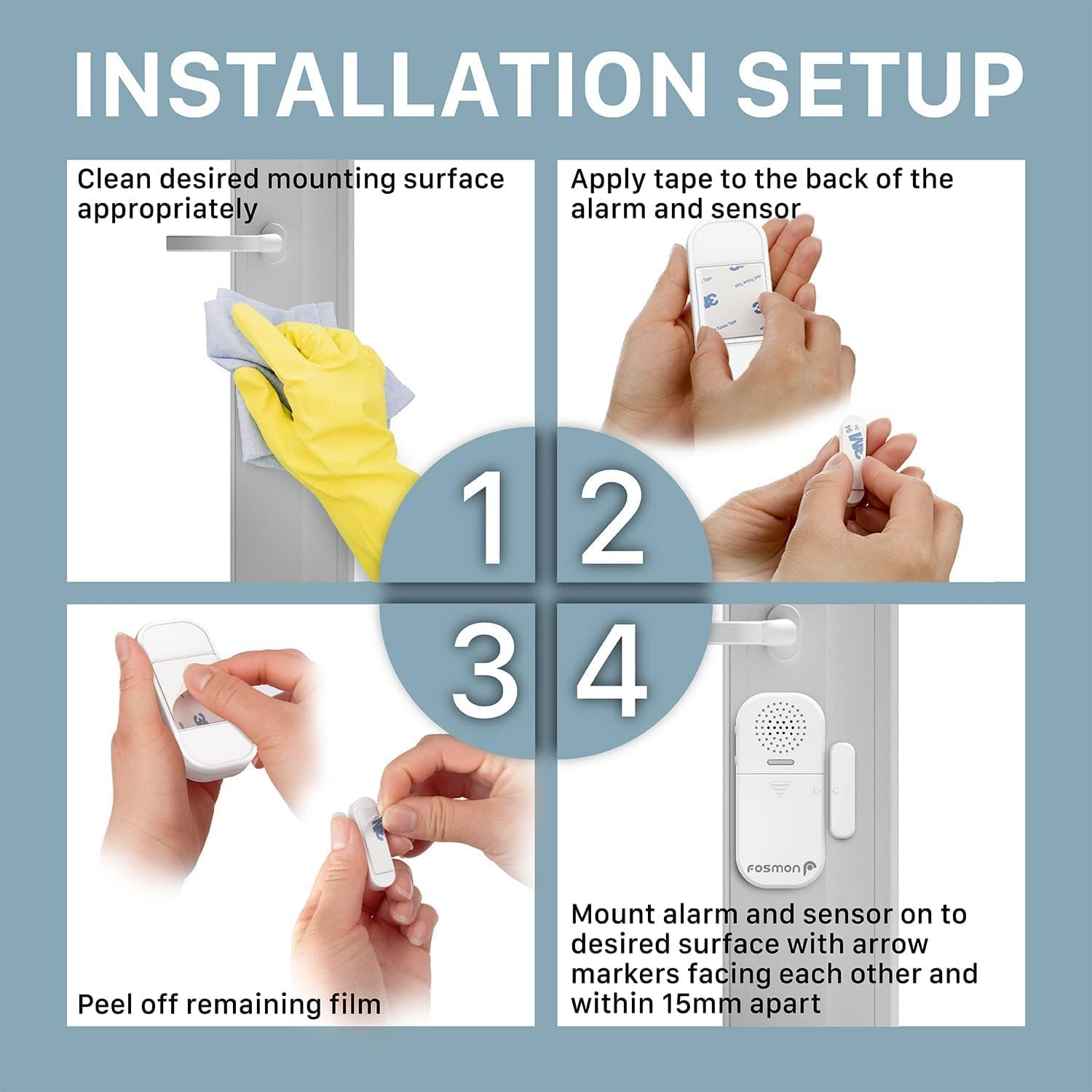 Anti Theft Burglar Alarm with Remote, Wireless Window and Door Open Entry Alert Magnetic Contact Sensor Battery Operated Loud 130Db Siren for Home Security, Business, Kids Safety, Pool Entrance