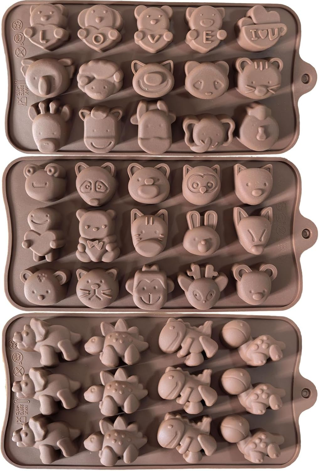 REGODI 3 Packs of Animal Silicone Chocolate Candy Molds, Cute and Unique Mold Collection image number 2