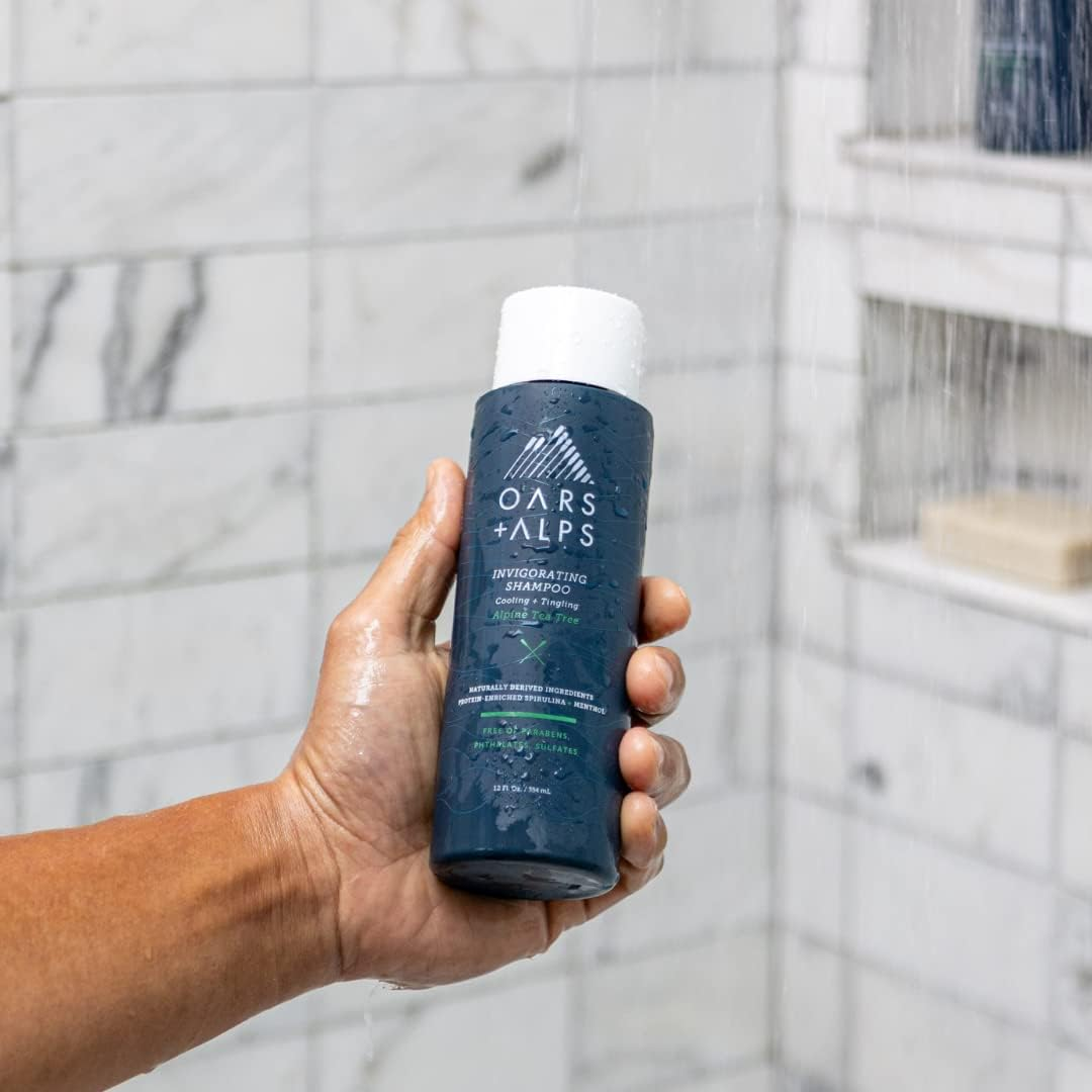 Oars + Alps Men'S Sulfate Free Hair Shampoo, Conditioner, and Body Wash Kit, Moisturizing Skin Care Infused with Witch Hazel and Tea Tree Oil, Alpine Tea Tree Scent image number 3